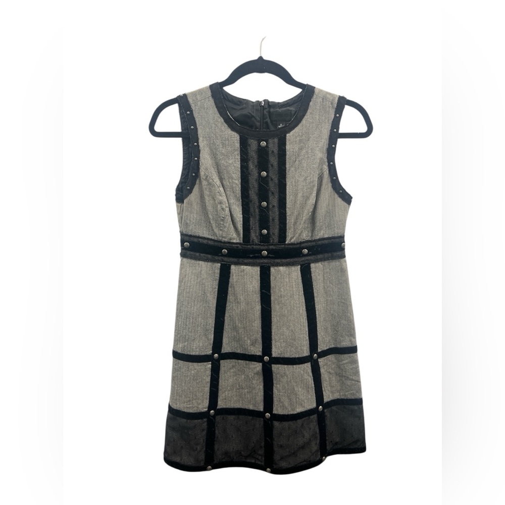 Anna Sui Elegant Black and Gray Sleeveless Dress